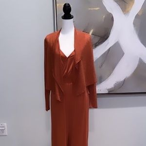 Giuliano Burnt Orange Jumpsuit with Matching Sweater, Size Small